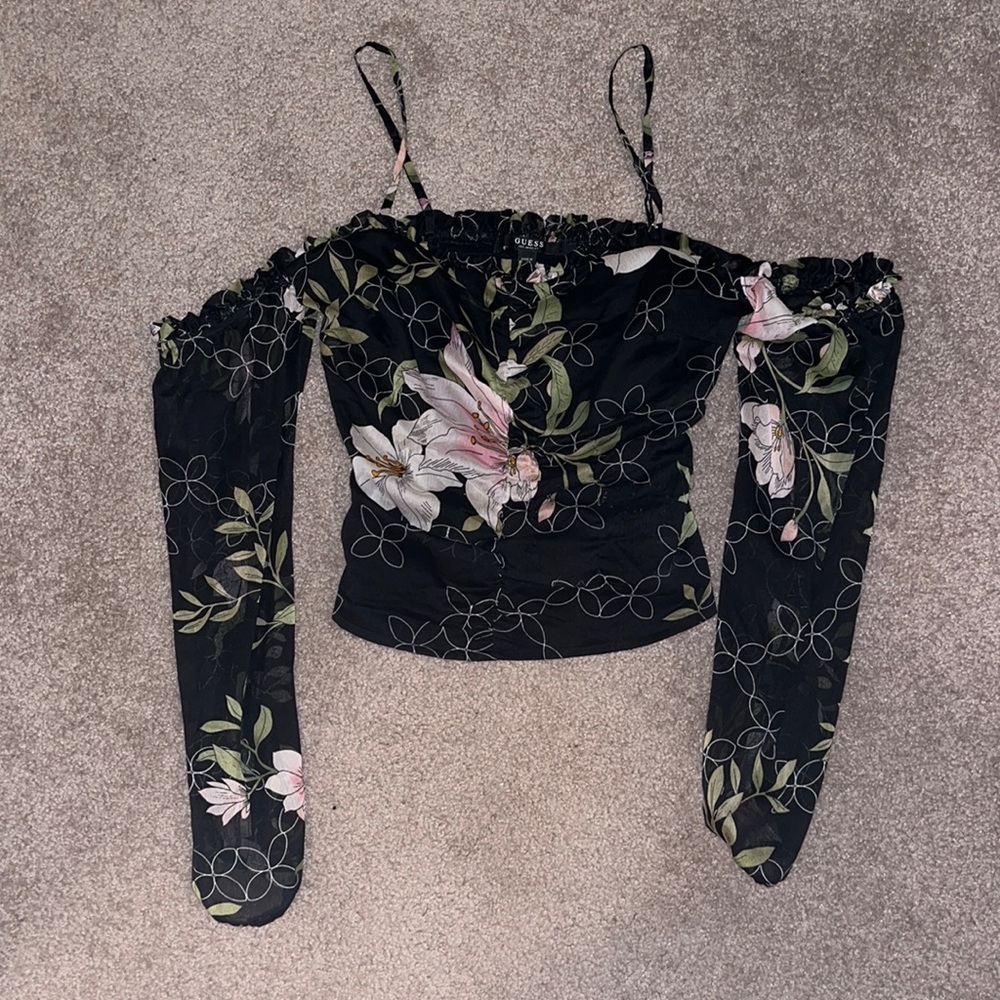 Guess long sleeve crop top